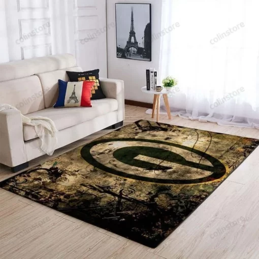 Green Bay Packers Living Room Area Rug - Custom Size And Printing