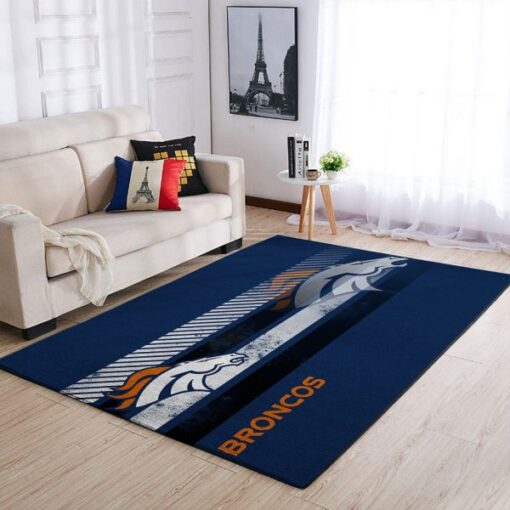 Denver Broncos Nfl Team Logo Nice Gift Home Decor Rectangle Area Rug - Custom Size And Printing
