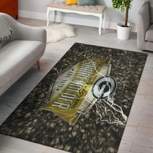 Green Bay American Football Packers - Shareholders Est 1923 Lightning Area Rug Home Decor - Custom Size And Printing