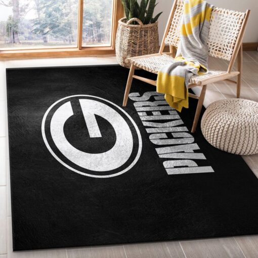 Green Bay Packers Silver Nfl Team Logos Area Rug Living Room And Bedroom Rug - Custom Size And Printing
