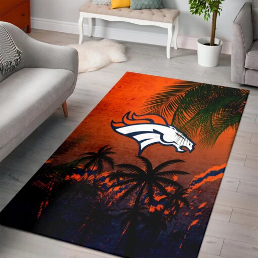 Denver Broncos Area Rug Coconut Tree Tropical Grunge Nft - Custom Size And Printing