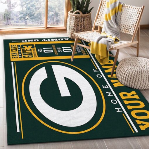 Customizable Green Bay Packers Wincraft Personalized Nfl Team Logos Area Rug Living Room - Custom Size And Printing