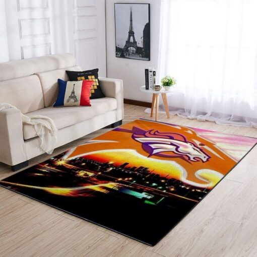 Denver Broncos Area Rug Nfl Football Floor Decor - Custom Size And Printing