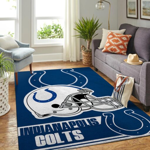 Indianapolis Colts Nfl Team Logo Helmet Nice Gift Home Decor Area Rug Rug - For Living Room Rug - Custom Size And Printing