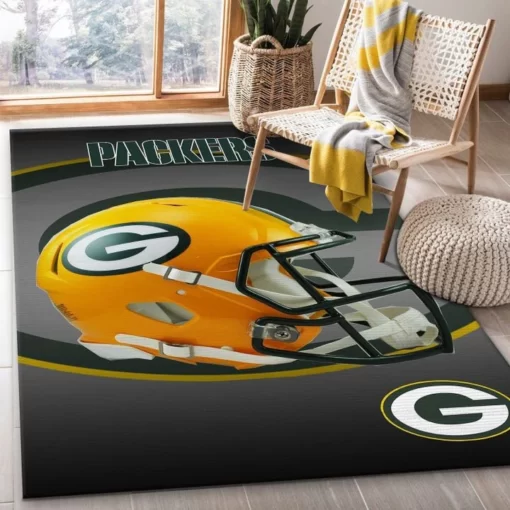 Green Bay Packers NFL Team Logo Helmet Rug Custom Size And Printing