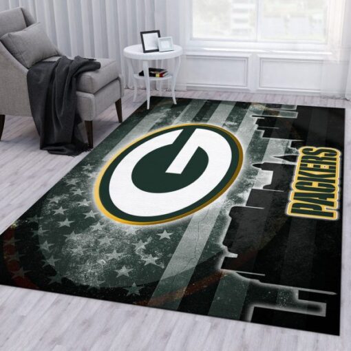 Green Bay Packers Nfl Area Rug Living Room Rug Floor Decor Home Decor - Custom Size And Printing