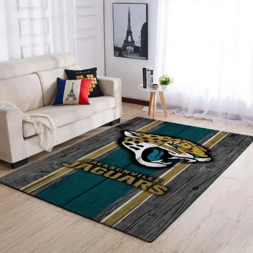 Jacksonville Jaguars Nfl Team Logo Wooden Style Style Nice Gift Home Decor Rectangle Area Rug - Custom Size And Printing