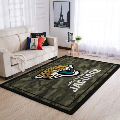 Jacksonville Jaguars Nfl Team Logo Camo Style Nice Gift Home Decor Rectangle Area Rug - Custom Size And Printing