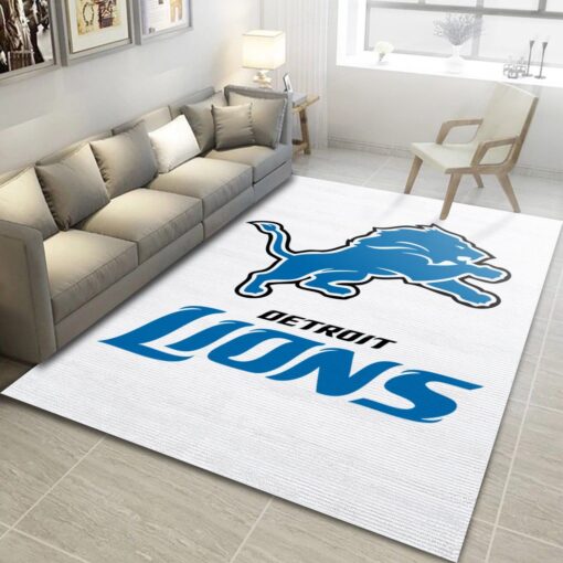 Detroit Lions Area Rug Nfl Rug Floor Decor - Custom Size And Printing
