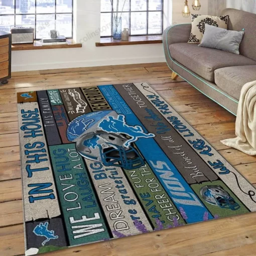 Detroit Lions Nfl Area Rug Nfl Rug Home Decor - Custom Size And Printing