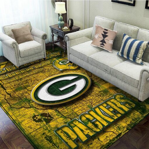 Green Bay Packers Football Team Area Rug Custom Size And Printing