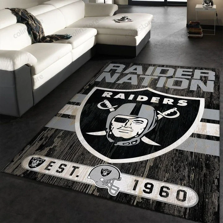 Las Vegas Raiders Nfl 33 Area Rug Living Room And Bed Room Rug – Custom Size And Printing