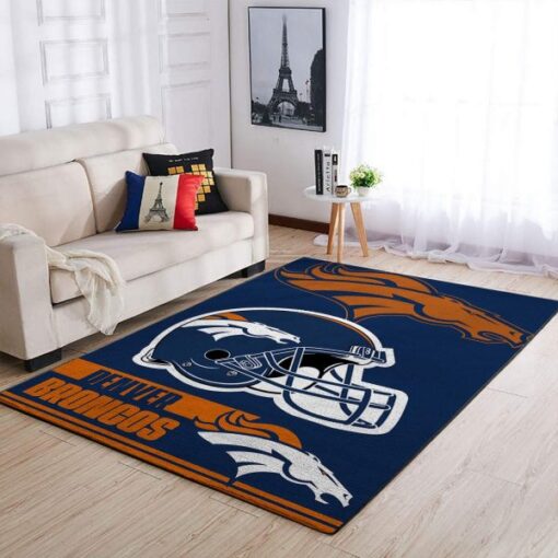 Denver Broncos Nfl Team Logo Helmet Nice Gift Home Decor Rectangle Area Rug - Custom Size And Printing