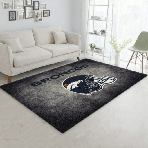 Milliken Nfl Distressed Helmet Denver Broncos Area Rug Team Logo Area Rug - Custom Size And Printing