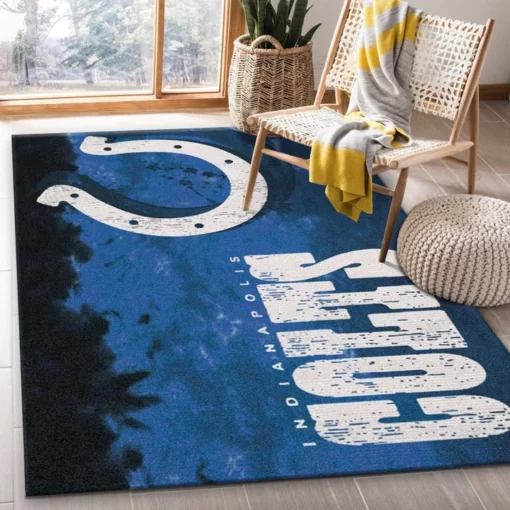 Indianapolis Colts Fade Rug Nfl Team Area Rug - Kitchen Rug - Family Gift Us Decor - Custom Size And Printing