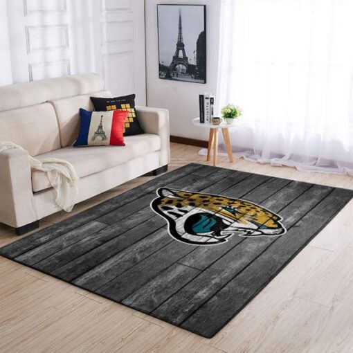 Jacksonville Jaguars Nfl Team Logo Grey Wooden Style Style Nice Gift Home Decor Rectangle Area Rug - Custom Size And Printing