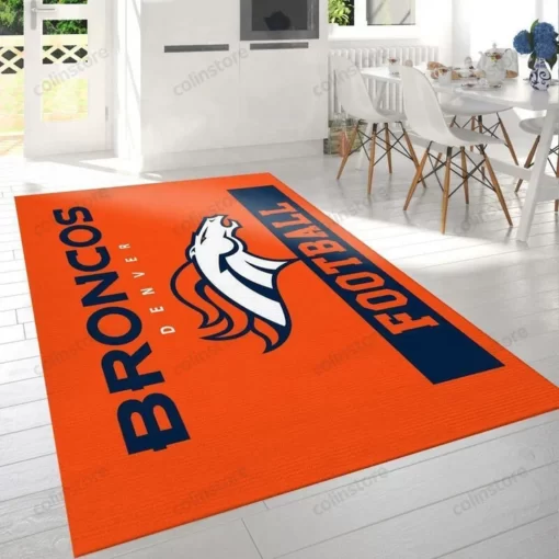 Denver Broncos Nfl - Area Rug Living Room And Bed Room Rug - Custom Size And Printing