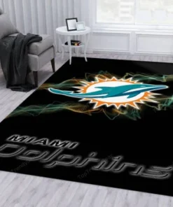 Miami Dolphins Nfl Noel Gift Rectangle Area Rugs Carpet For Living Room, Bedroom, Kitchen Rugs