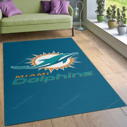 Miami Dolphins - Nfl For Christmas Rectangle Area Rug - Carpet For Living Room - Custom Size And Printing