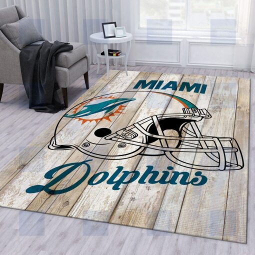 Miami Dolphins Football Nfl Area Rug Living Room Rug US Gift Decor