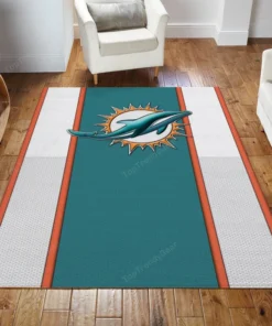 Miami Dolphins 11 Nfl Noel Gift Rectangle Area Rugs Carpet For Living Room, Bedroom, Kitchen Rugs