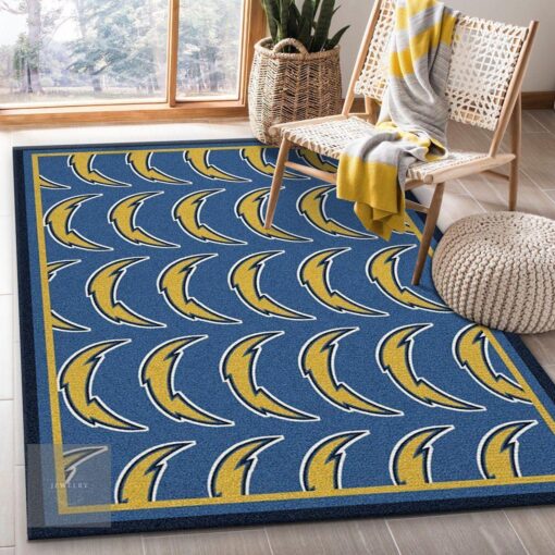 Los Angeles Chargers Repeat Rug Nfl Team Area Rug Carpet Bedroom Rug - Custom Size And Printing