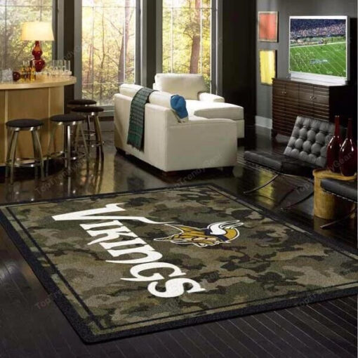 Minnesota Vikings Camo Rectangle Area Rug - Carpet For Living Room, Bedroom, Kitchen Rug - Custom Size And Printing