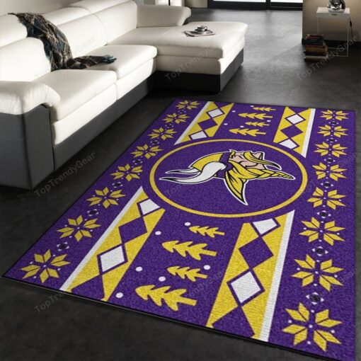 Minnesota Vikings Nfl Area Rug Rectangle Area Rug - Carpet For Living Room, Bedroom, Kitchen Rug - Custom Size And Printing