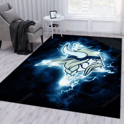 Minnesota Vikings Nfl Bedroom Rectangle Area Rug - Carpet For Living Room, Bedroom, Kitchen Rug - Custom Size And Printing