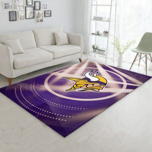 Minnesota Vikings Nfl Rectangle Area Rug - Carpet For Living Room, Bedroom - Custom Size And Printing