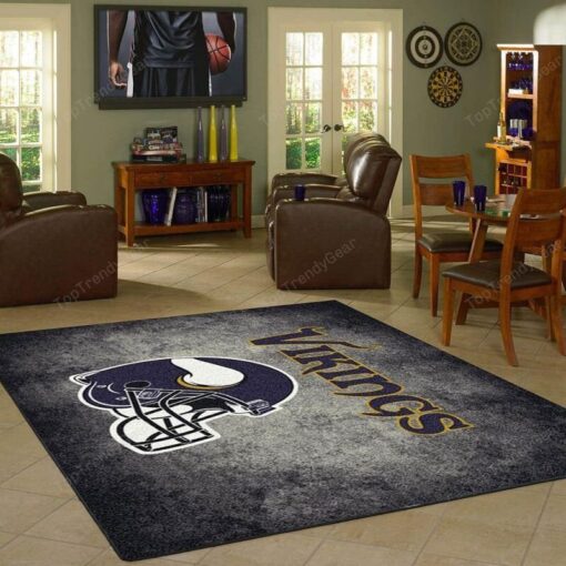 Minnesota Vikings Nfl Rectangle Area Rug - Carpet For Living Room - Custom Size And Printing