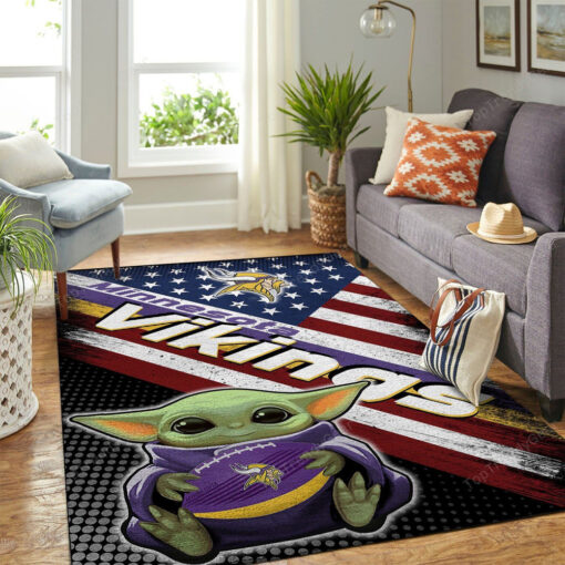 Minnesota Vikings Nfl Team Logo Camo Style Nice Gift Rectangle Area Rug - Carpet For Living Room - Custom Size And Printing