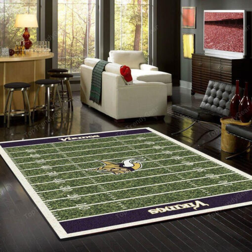 Minnesota Vikings Rug Team Home Field Rectangle Area Rug - Carpet For Living Room - Custom Size And Printing