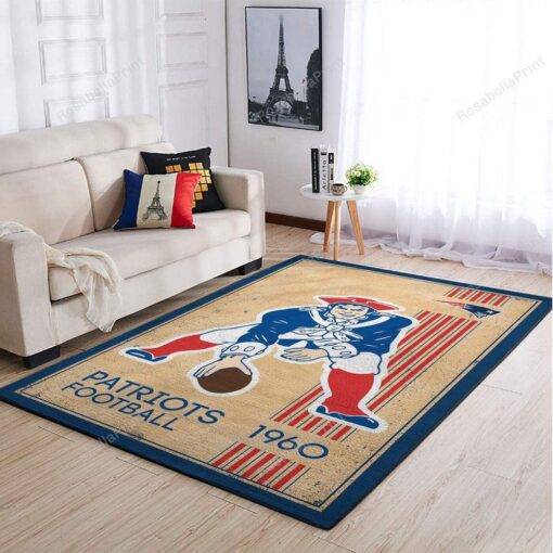 New England Patriots Nfl Team Logo Retro Style Nice Gift Area Rug New England Welcome Rugs