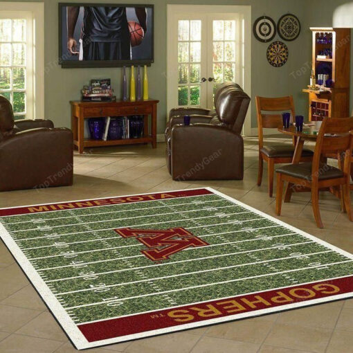Nfl Football Fans Minnesota Golden Gophettg Home Field Football Rectangle Area Rug - Carpet For Living Room - Custom Size And Printing