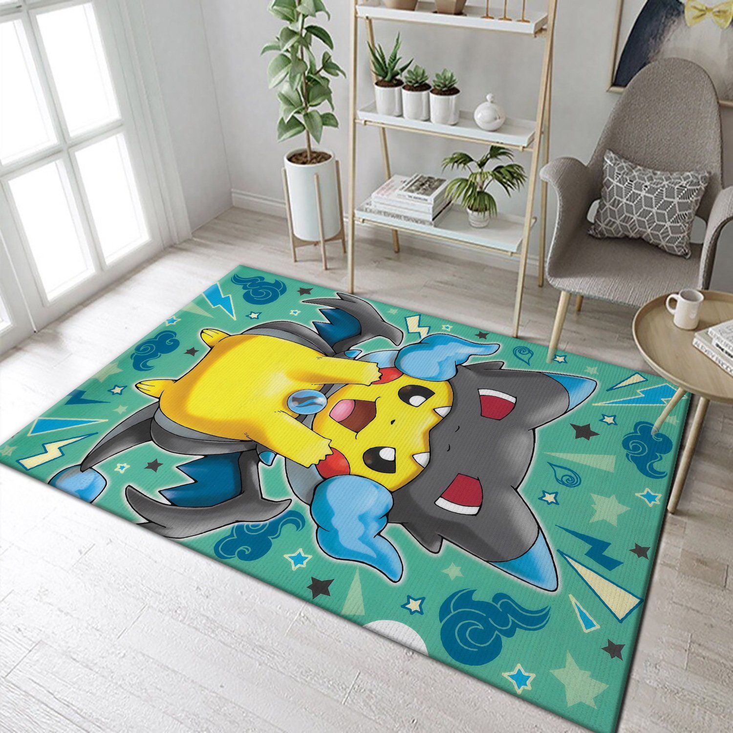 Pikachu cosplays Charizard rug