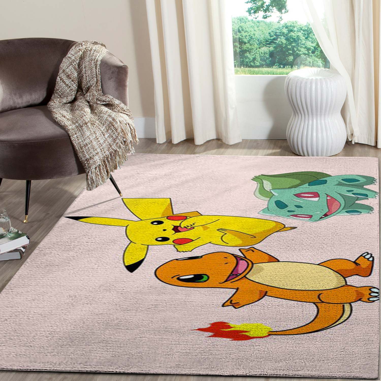 Mew Cute Pokemon Kawaii Living Room Pokemon Rug Carpet - Binteez