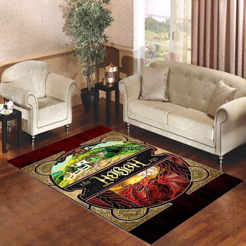 LORD OF THE RINGS THE HOBBIT LOGO TYPOGRAPH LIVING ROOM RUG – CUSTOM SIZE AND PRINTING