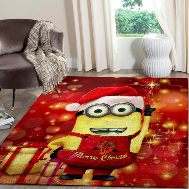 RUG MERRY CHRISTMAS MINIONS AREA RUGS LIVING ROOM CARPET – CUSTOM SIZE AND PRINTING
