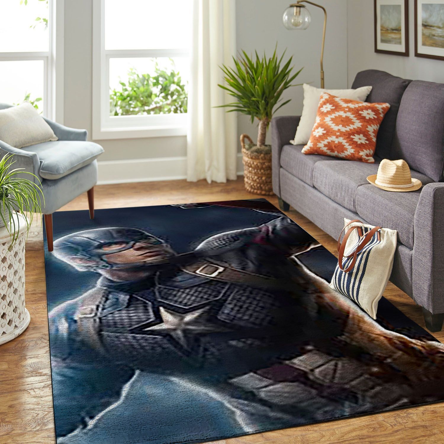 CAPTAIN AMERICA LIVING ROOM AREA RUG ? CUSTOM SIZE AND PRINTING