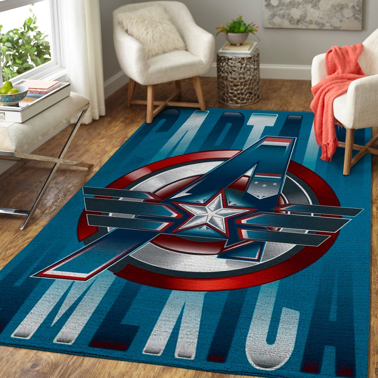 CAPTAIN AMERICA MARVEL MOVIE AREA RUGS LIVING ROOM ? CUSTOM SIZE AND PRINTING