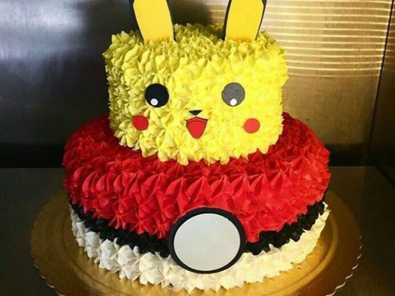 2-tiered Pokemon Faces Cake - Pokemon Cake Ideas