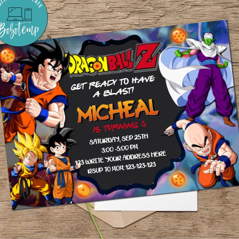 Invitations for dragon ball z party decorations ideas