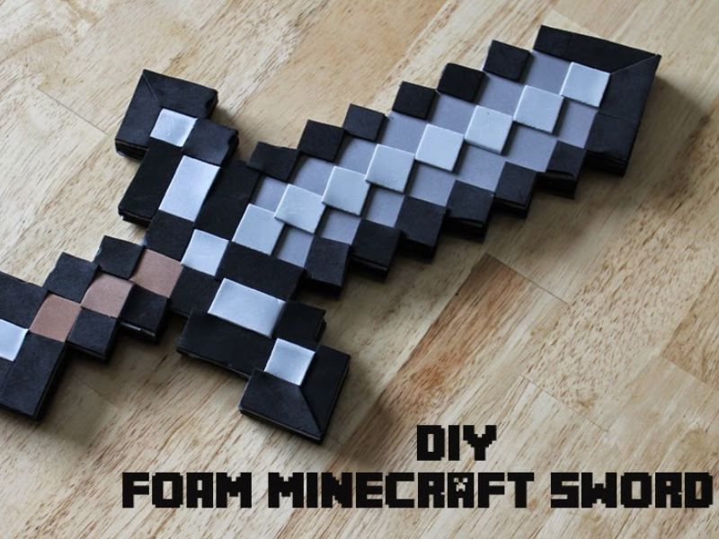 Printable DIY 3D Minecraft Swords - Minecraft Birthday Party Supplies