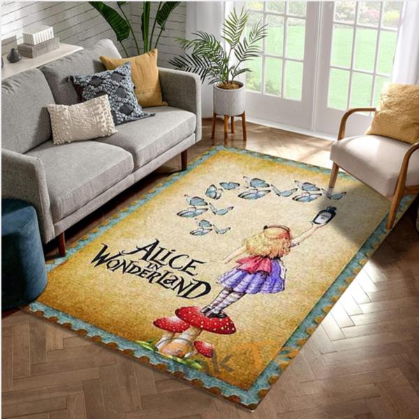 ALICE IN WONDERLAND WITH BUTTERFLY AREA RUG LIVING ROOM RUG HOME DECOR