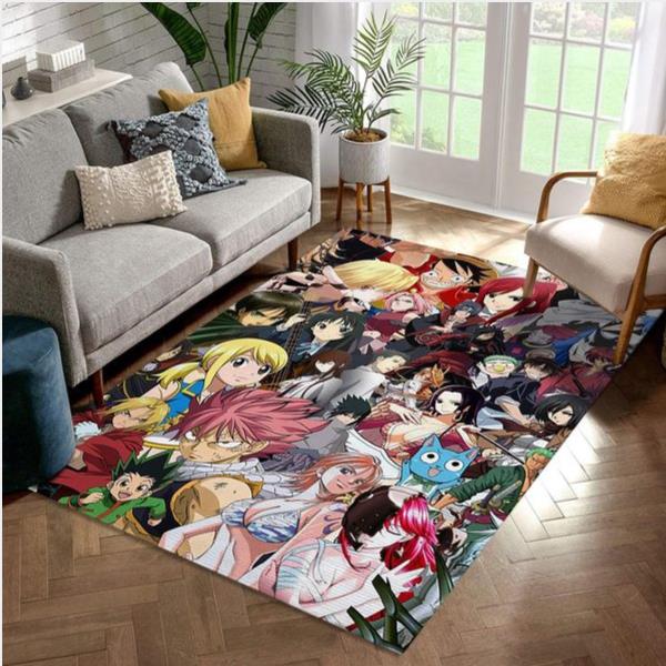 All Characters Anime Manga Crossover Area Rug Bedroom Rug Home US Decor