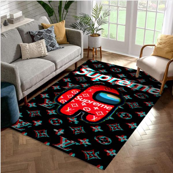 AMONG US RED AND SUPERME AREA RUG FLOOR DECOR THE US DECOR