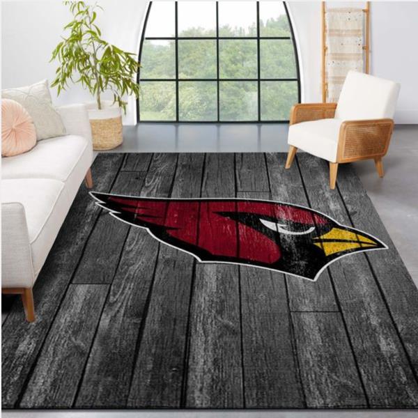 Arizona Cardinals Nfl Team Logo Grey Wooden Style Style Nice Gift Home Decor Rectangle Area Rug