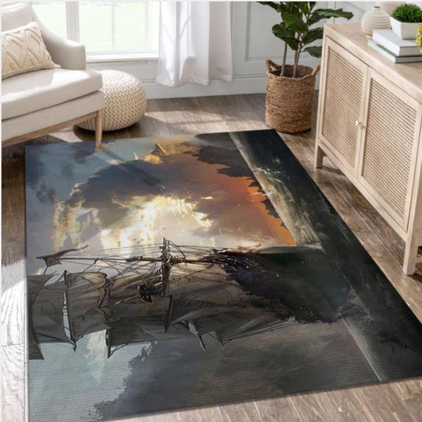 Assassins Creed LV Black Flag Sunset Boat Video Game Area Rug For Christmas  Living Room Rug - Peto Rugs