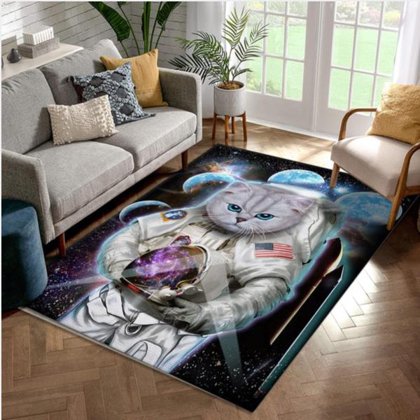 Astronaut Cat Explore Moon Area Rug Carpet Bedroom Family Gift Us Decor